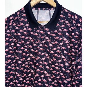 Bonobos Golf Mens‎ Performance Polo XL Slim Fit All Over Print Flamingos